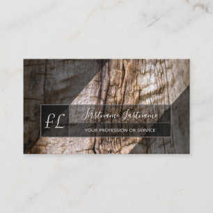 Grey tree wooden surface grey triangle monogram bu business card