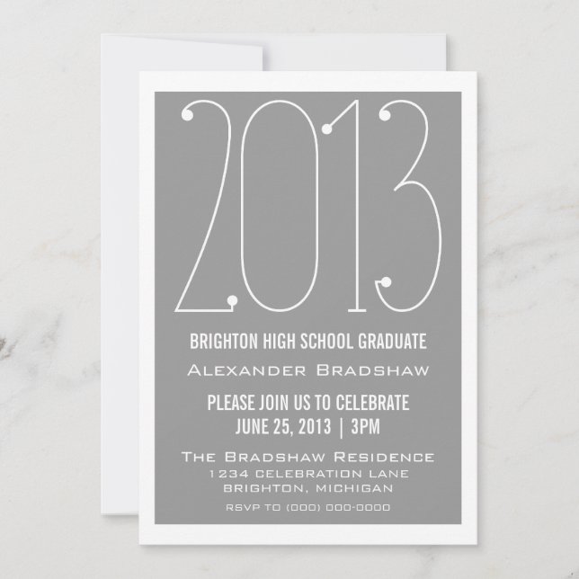 Grey Trendy 2013 Graduation Invitation (Front)