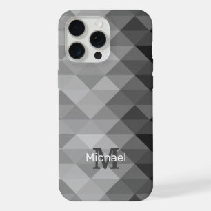 Grey triangle geometric squares ombre Monogram iPhone 15 Pro Max Case