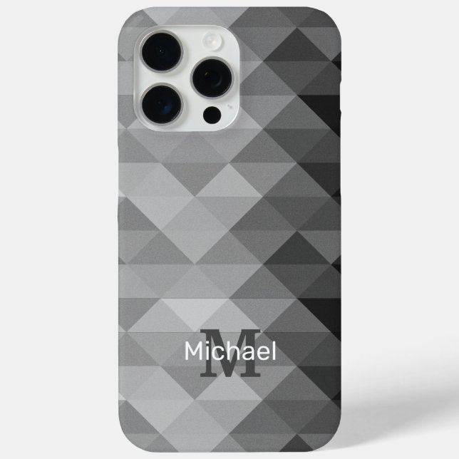 Grey triangle geometric squares pattern Monogram Case-Mate iPhone Case (Back)