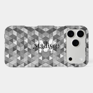 Grey triangle retro geometry pattern Monogram