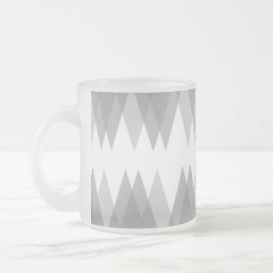 Grey triangles frosted glass coffee mug