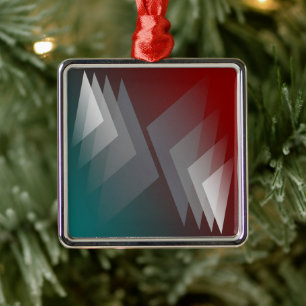 Grey triangles on teal burgundy metal tree decoration