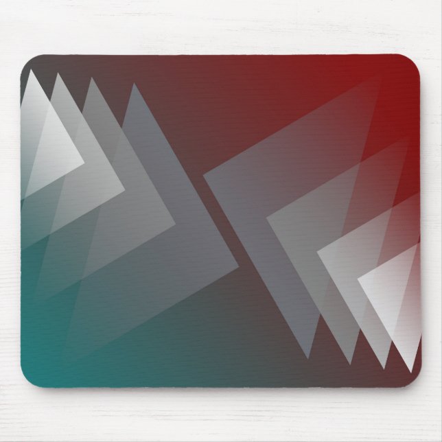 Grey triangles on teal burgundy mouse mat (Front)