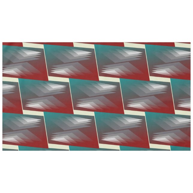 Grey triangles on teal burgundy tablecloth (Front (Horizontal))