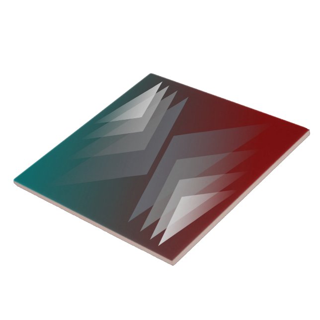 Grey triangles on teal burgundy tile (Side)