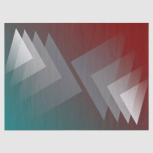 Grey triangles on teal burgundy tissue paper