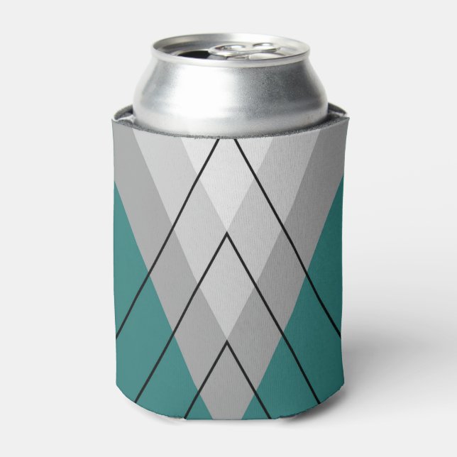 Grey triangles on turquoise background can cooler (Can Front)