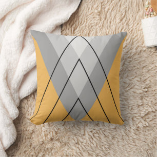 Grey triangles on yellow background cushion