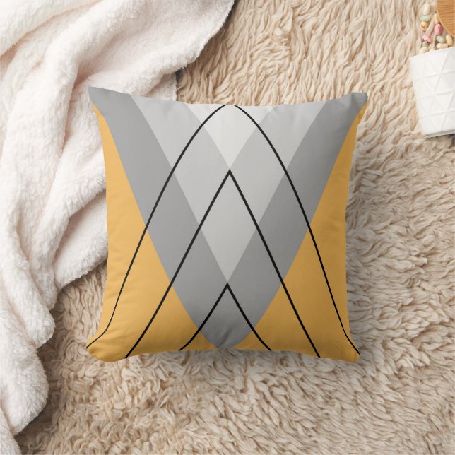 Grey triangles on yellow background cushion (Blanket)