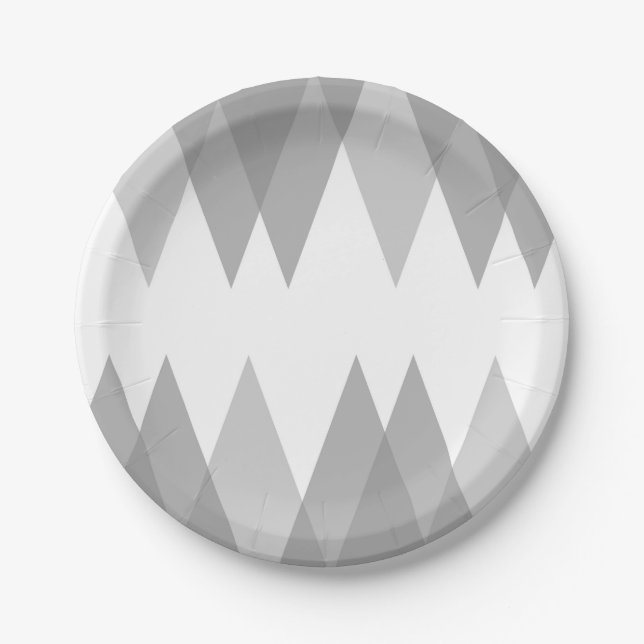 Grey triangles paper plate (Front)