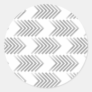 Grey Tribal Arrow Pattern Classic Round Sticker
