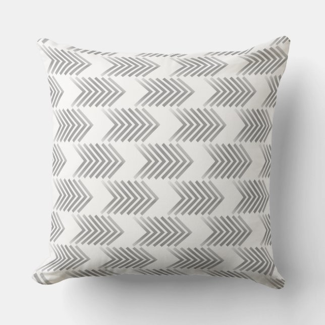 Grey Tribal Arrow Pattern Cushion (Front)