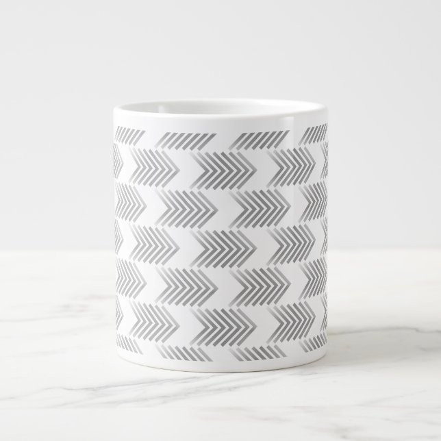 Grey Tribal Arrow Pattern Large Coffee Mug (Front)