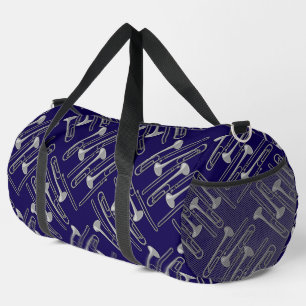 Grey Trombone Crosshatch Pattern Duffle Bag
