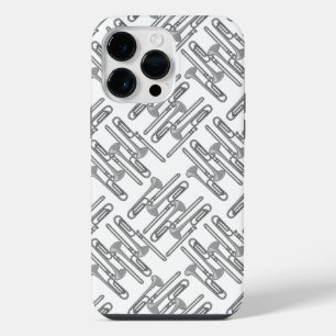 Grey Trombone Crosshatch White Pattern iPhone 14 Pro Max Case