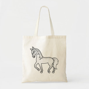 Grey Trotting Horse Cute Cartoon Illustration Tote Bag