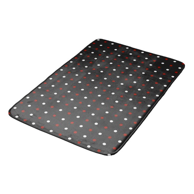 grey, turkey red and white dots bath mat (Angled)