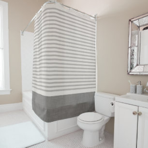 Grey Turkish Stripes Farmhouse Bathroom Decor Shower Curtain