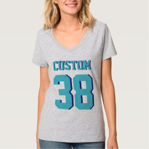 Grey & Turquoise Adults Sports Football Jersey T-Shirt