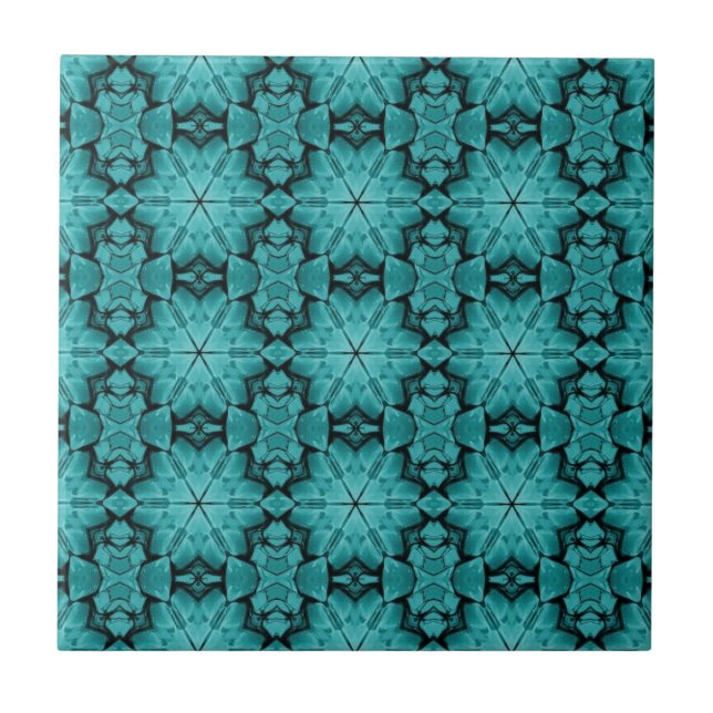 Grey turquoise aqua star geometric stone mosaic  c tile (Front)
