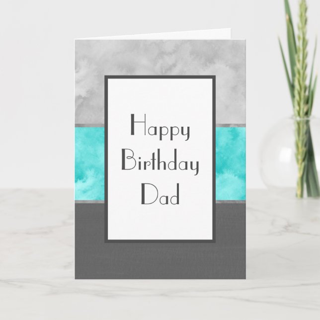 Grey Turquoise Block Stripes Card (Front)