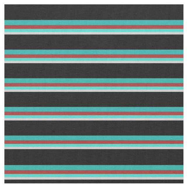 Grey, Turquoise, Brown, Light Sea Green & Black Fabric (Close Up)