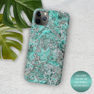 Grey Turquoise Mint Green Minerals Agate Pattern iPhone 16 Pro Max Case