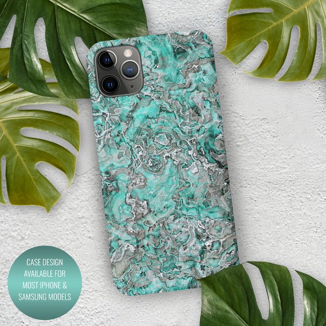 Grey Turquoise Mint Green Minerals Agate Pattern iPhone Case (Creator Uploaded)