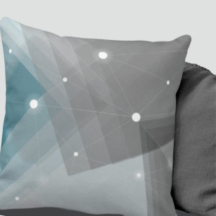 Grey Turquoise & White Geometric Pattern Cushion