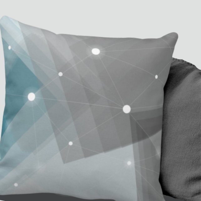 Grey Turquoise & White Geometric Pattern Cushion (Creator Uploaded)