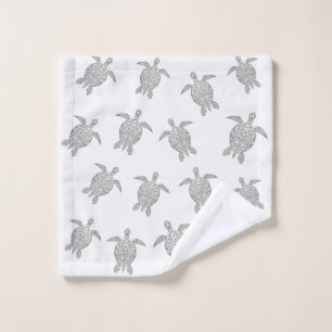 Grey Turtles Pattern Wash Cloth