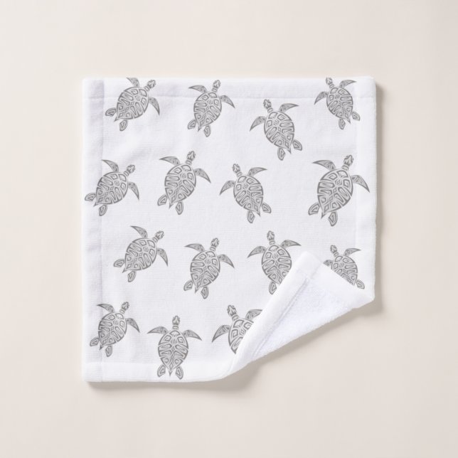Grey Turtles Pattern Wash Cloth (Wash Cloth)