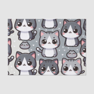 Grey Tuxedo Cats Tissue Paper