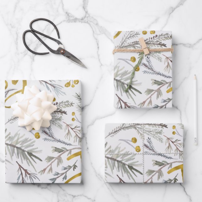 Grey Twigs Wrapping Paper Sheet (Front)