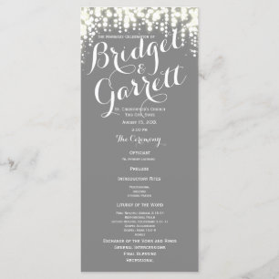 Grey Twinkle Lights Wedding Program Programme