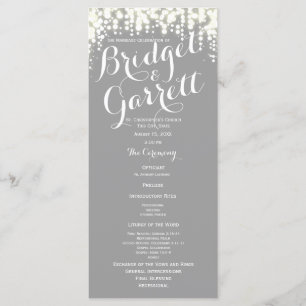 Grey Twinkle Lights Wedding Program Programme