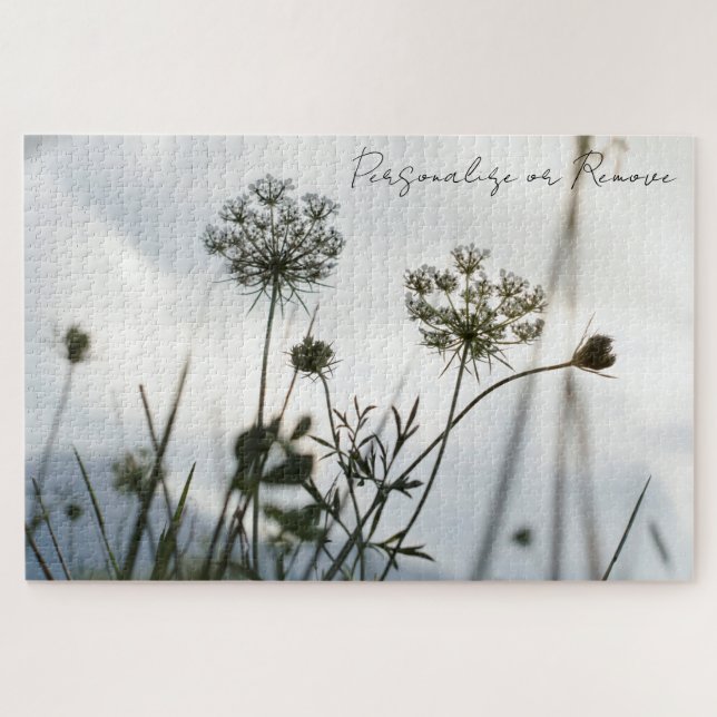 Grey Umbels Flowers Outline Floral Art Photography Jigsaw Puzzle (Horizontal)