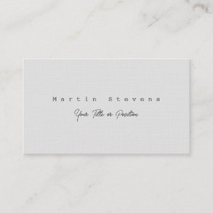 Grey Unique Modern Minimalist Plain Premium Linen Business Card