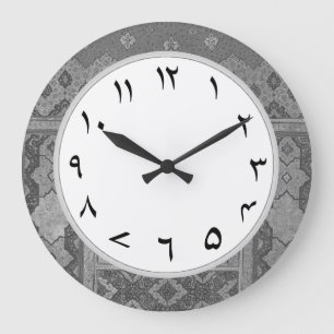 Grey Urdu Numbers Clock Numerals