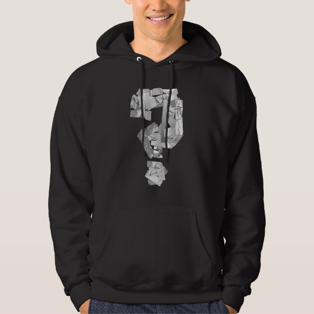 Grey Utility Tape Question Mark Riddle Hoodie (Front)