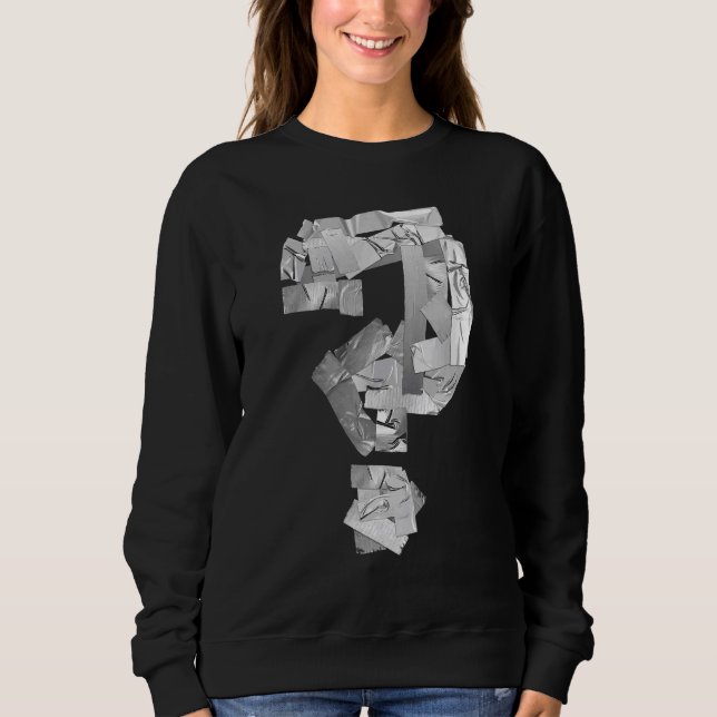 Grey Utility Tape Question Mark Riddle Sweatshirt (Front)