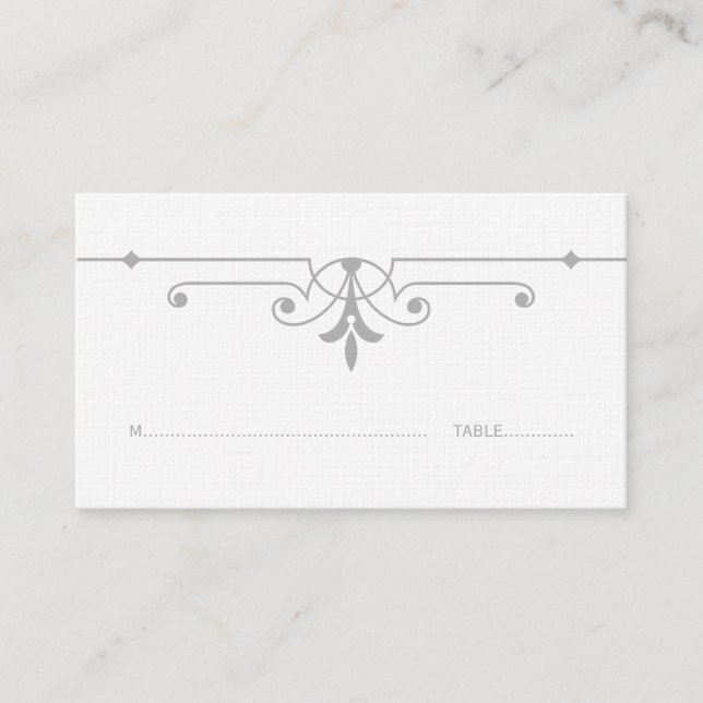 Grey v2 Fancy Ornamental Place Card (Front)