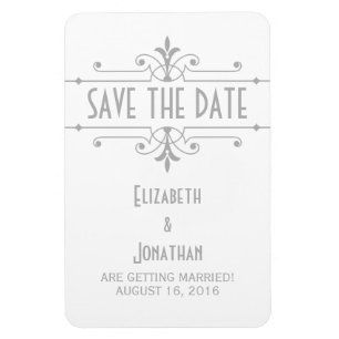 Grey v2 Fancy Ornamental Save the Date Magnet
