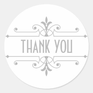 Grey v2 Fancy Ornamental Thank You Stickers