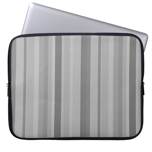 Grey vertical stripes laptop sleeve (Front)