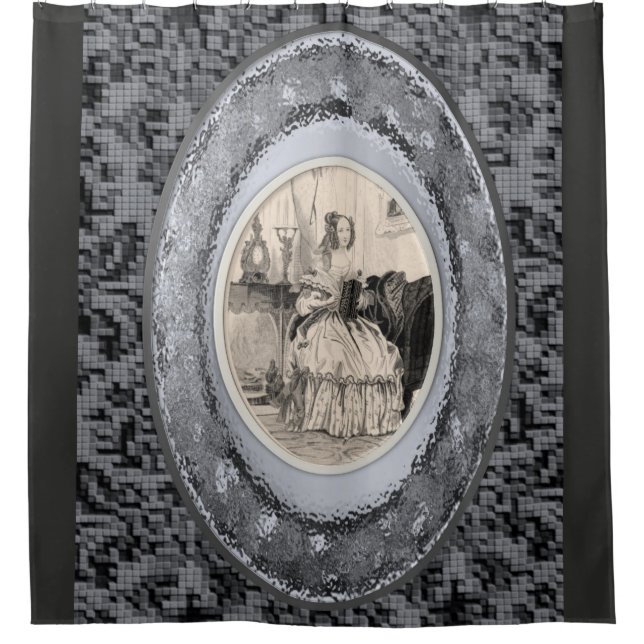 Grey victorian women's showercurtain shower curtain (Front)