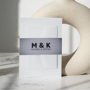 Grey Vignette Monogram Wedding Invitation Belly Band