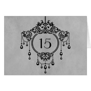 Grey Vintage Chandelier Table Number Card