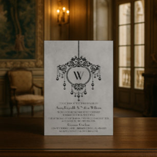 Grey Vintage Chandelier Wedding Invite